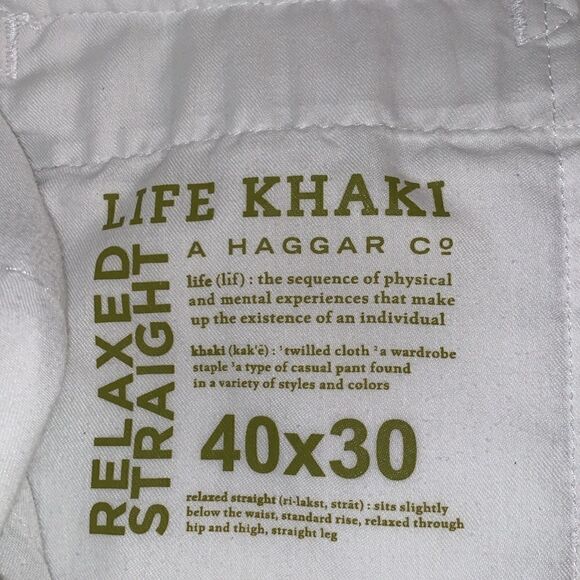 Reprieve Men’s Cotton Blend Relaxed Straight Life Khaki White Pants Size 40/30 - Picture 9 of 11